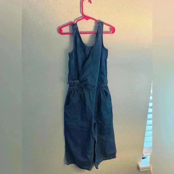 Cat & Jack Other - Cat & Jack Denim Romper Size Small Elastic Waist Side Tie Jumper Girls